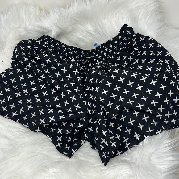 NOS Beachwear Graphic Print Trunk Men’s Medium Black Swim Shorts - Picture 1 of 8